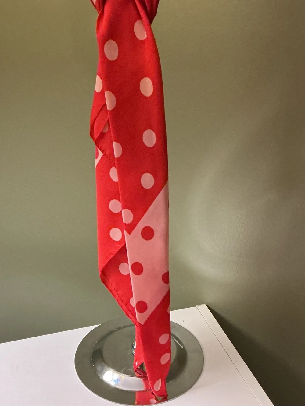 kate spade Pink and Red Polka Dot 100% Silk Scarf Dot Print NEW